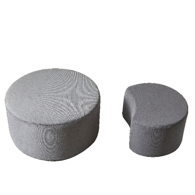 2-delige Ronde Salontafelset – Poef – Hocker – Bladtafel – Foamed Kruk – Modern Woonkamer Meubel – Gevuld Kussen – Geen Montage Nodig