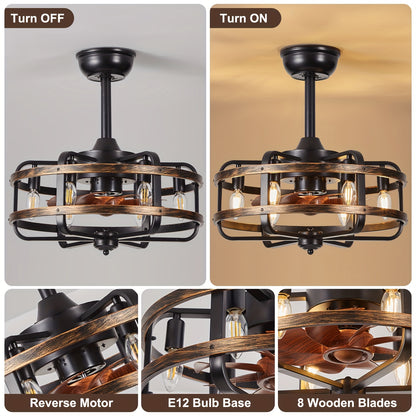 Retro Industriële Plafondventilator – Vintage Ventilator – Industriële Ventilator – Plafondventilator Met Licht – Plafondventilator Met Afstandsbediening – Fluisterstille Motor – Omkeerbare Waaierbladen