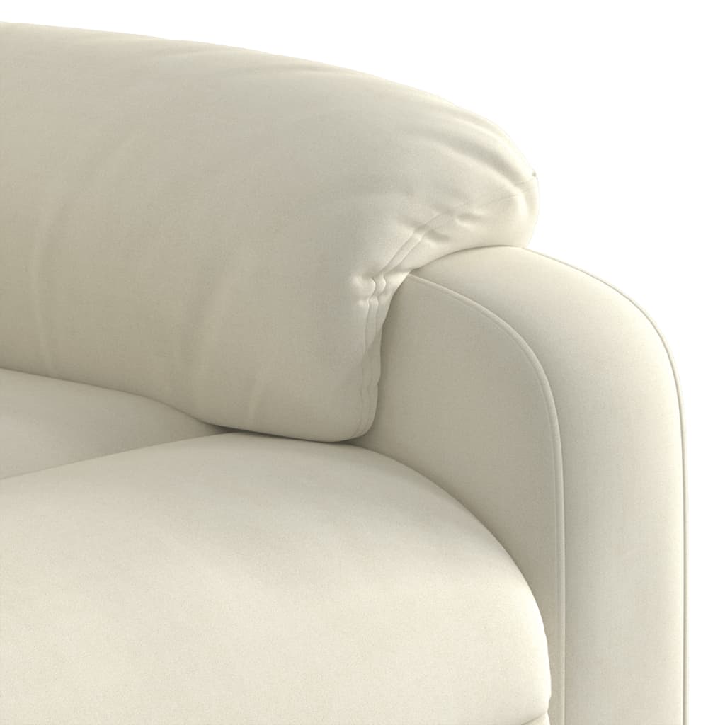 Fauteuil – Relaxstoel – Zetel – Lounge Chair – Recliner – Crème Handmatig Verstelbaar – Fluweelzachte Bekleding – Verstelbare Rugleuning Tot 135°