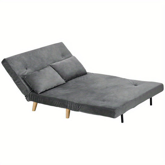 Futon Sofa – Slaapbank – Bank – 2-Zitsbank – Compacte Sofa – Dikke Schuimkussens – Metaal En Hout Frame