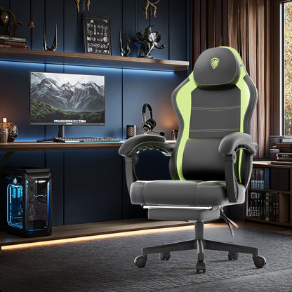 Gamingstoel – Bureaustoel – Desk Chair – Zitzak – Game Chair – Ergonomisch Design – Draagkracht 136 kg – Voetensteun – Groen