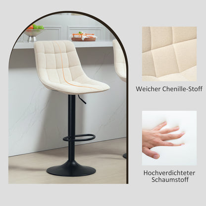 Barkrukken – Barstoel – Keukenstoel – Barkrukken Set – Barkruk Met Rugleuning – Verstelbaar In Hoogte – 360° Draaibaar – Met Voetsteun – Beige