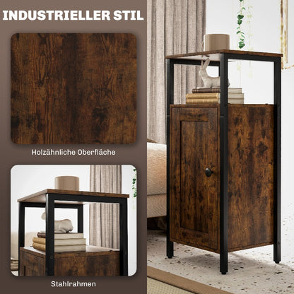 Industriële Salontafel – Koffietafel – Bijzettafel – Eettafel – Sidetable – Verstelbaar Plankje – Robuust Niet-Houten Materiaal – Compact Oppervlak 34x30x80 cm