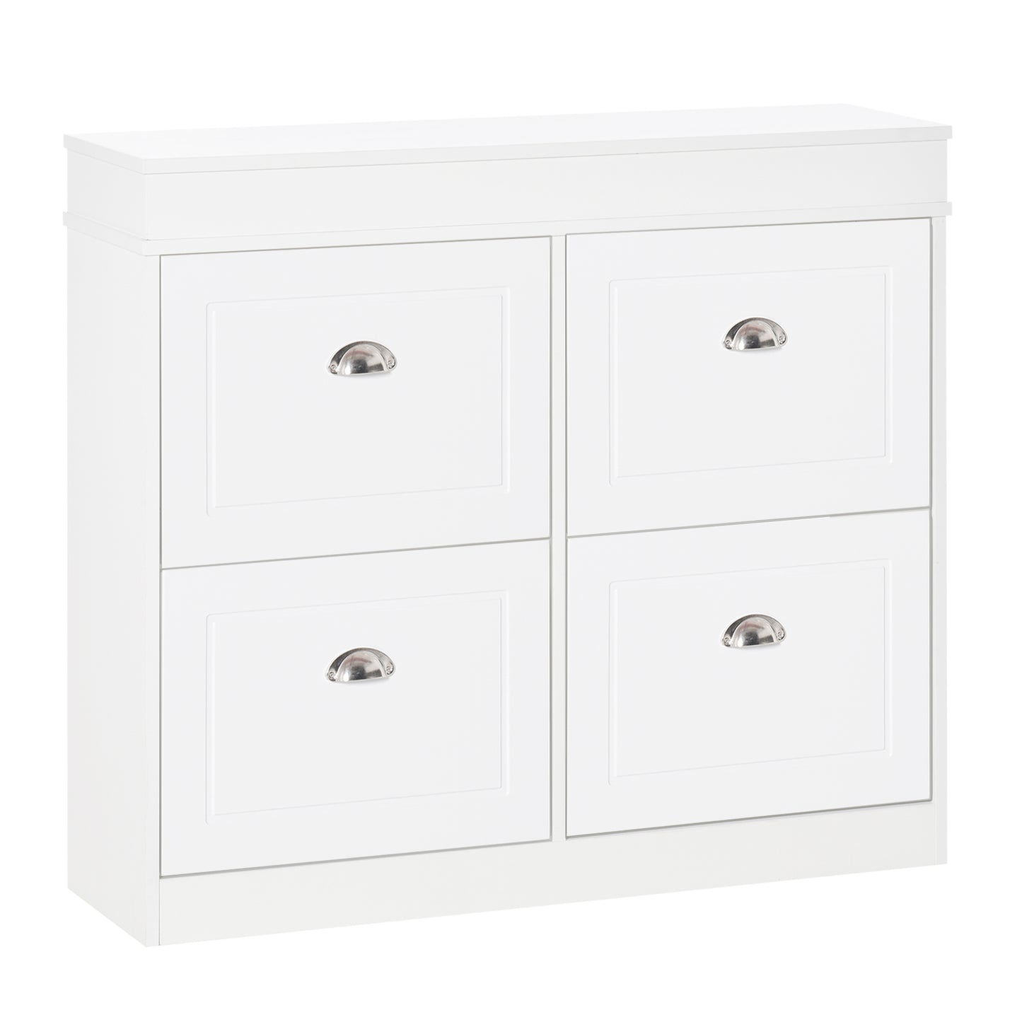 Schoenenkast – Schoenenrek – Schoenopbergmeubel – Schoenenkast – Schoenenhouder – Wit MDF – 4 Vouwdeuren – Ruime Opbergruimte – Compact Design 98x24x83 cm