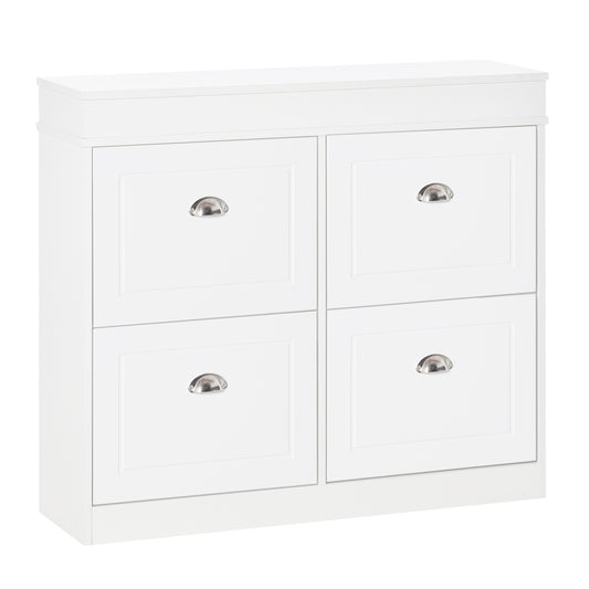 Schoenenkast – Schoenenrek – Schoenkast – Schoenenopberger – Opbergkast – Wit – 4 Dubbele Klapdeuren – Compact 98x24x83 cm
