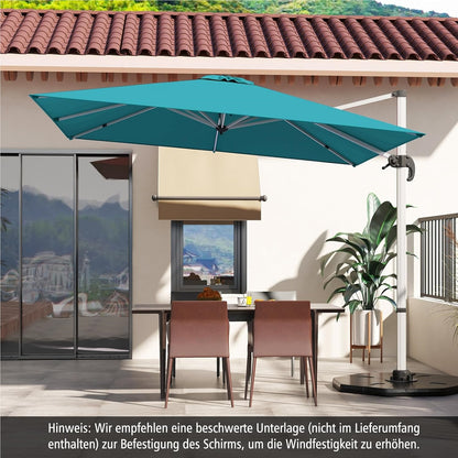 Vierkante Parasol – Tuinparasol – Terrasparasol – Balkonparasol – Marktparasol – 300x300 cm – 360° Draaibaar Met Kantelfunctie – Water- en UV-Bestendig Polyester Doek – Blauw