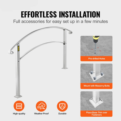 Handrail – Trapleuning – Trapbeugel – Buitenleuning – Smeedijzeren Leuning – Verstelbare Hoogte Tot 106 cm – Weerbestendig Wit Poedercoating