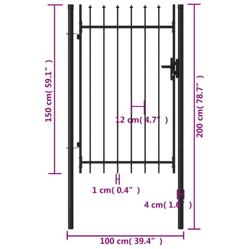 Tuinpoort – Tuindeur – Schuttingpoort – Poortdeur – Hekpoort – Metalen zwart – Staal stevig – 1x1,5 meter