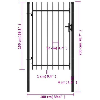Tuinpoort – Tuindeur – Schuttingpoort – Poortdeur – Hekpoort – Metalen zwart – Staal stevig – 1x1,5 meter