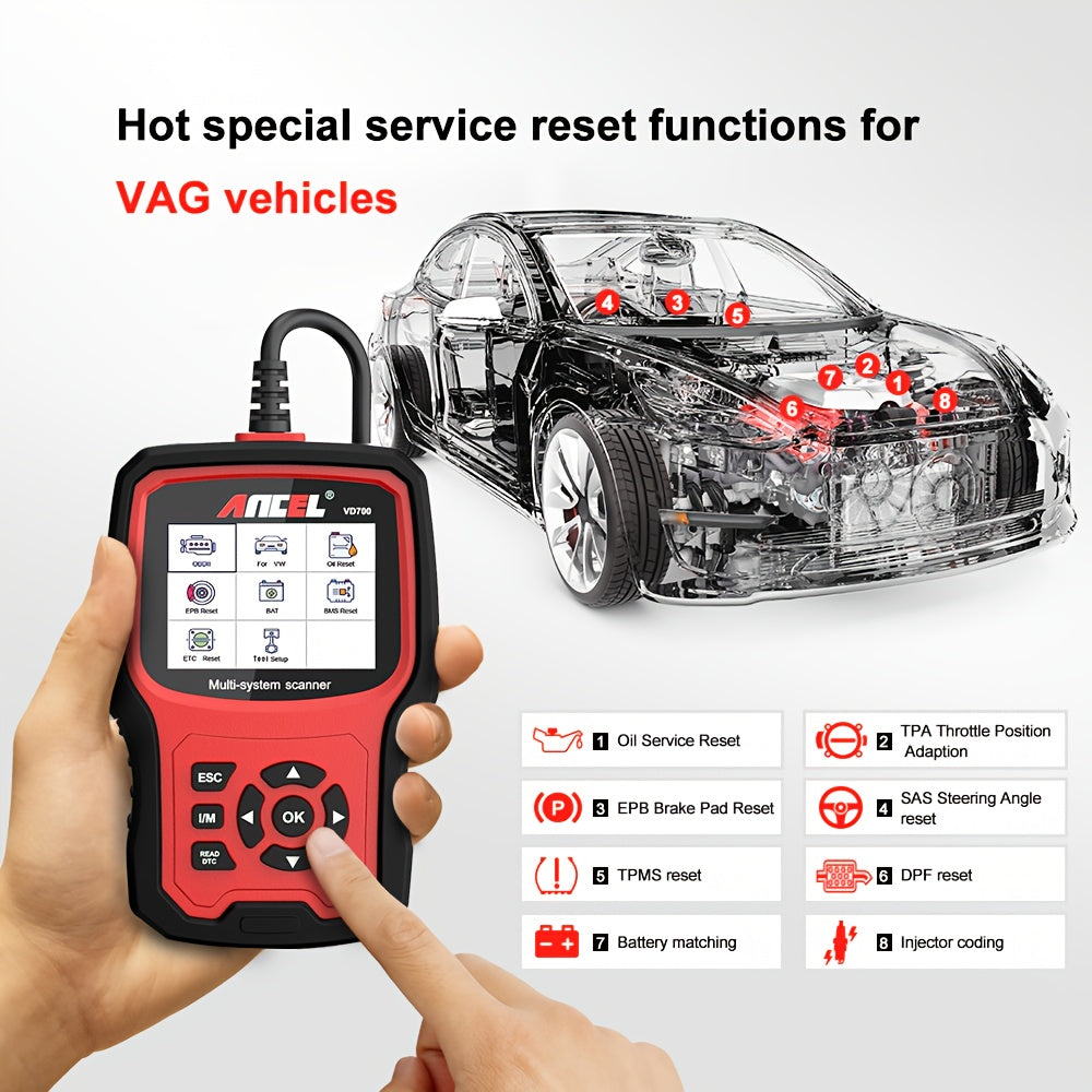 OBD2 Scanner – Auto Diagnosetool – Code Reader – Autoscanner – Foutcode Uitlezer – Bidirectionele Functie – 6,2 Inch Kleurenscherm – 7+ Resetfuncties