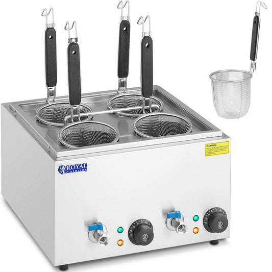 Pastakoker – Pastapan – Macaroni Koker – Elektrische Pastakoker – 4 Mandjes – 2 x 6,5 Liter – 3000 Watt Vermogen – RVS Materiaal