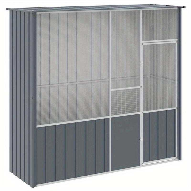 Vogelkooi Buiten – Volière – Buitenkooi – Dierenkooi – Vogelren – Extra Groot 215x78x200 cm – Verzinkt Staal & Weerbestendig – Antracietgrijs