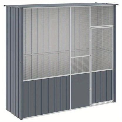 Vogelkooi Buiten – Volière – Buitenkooi – Dierenkooi – Vogelren – Extra Groot 215x78x200 cm – Verzinkt Staal & Weerbestendig – Antracietgrijs