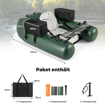 Opblaasbare Vissersboot – Rubberboot – Bellyboot – Visboot – Peddelboot – Met Verstelbare Rugleuning – Lichtgewicht 100 Kg Belastbaar – Afmeting 157x114x35 cm