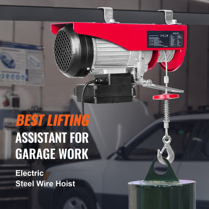 VEVOR Electric Hoist, 2200 lbs Lifting Capacity, 1600W 220V Electric Steel Wire Winch with Wireless Remote Control, 40ft Single Cable Lifting Height & Pure Copper Motor, for Garage Warehouse Factory