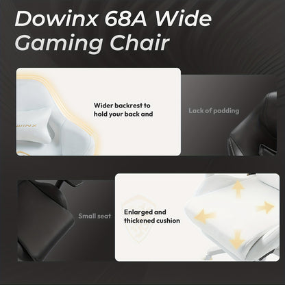 Gamingstoel – Gamestoel – Gaming Chair – Bureaustoel – Game Stoel – Ergonomisch Hoog Model – 3D Armleuningen & Lendensteun – Verstelbare Voetsteun & PU Wieltjes – Wit