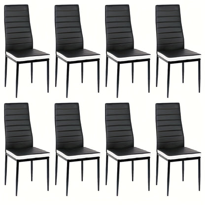 Set of 8 Modern Farmhouse High-Back Chairs with Memory Foam & Padded Seats - Heavy-Duty Commercial PU Dining/Conference Chairs Suitable for Office, Events, Weddings, Parties - Metal Frame, Easy-Clean (Multicolor)