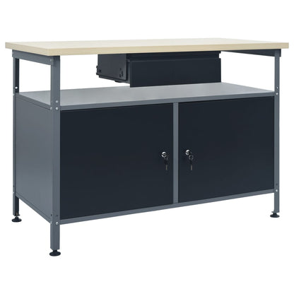 Werkbank – Werktafel – Klusbank – Werkbank Met Opbergruimte – Zwarte Werkbank – Stevig Houten Werkblad 120x60 cm – Draagvermogen 300 kg