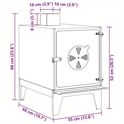 Campingkachel – Kampeer kachel – Houtkachel – Buiten kachel – Tentkachel – Zwart – Stalen Behuizing – Compact 35x50x60 cm
