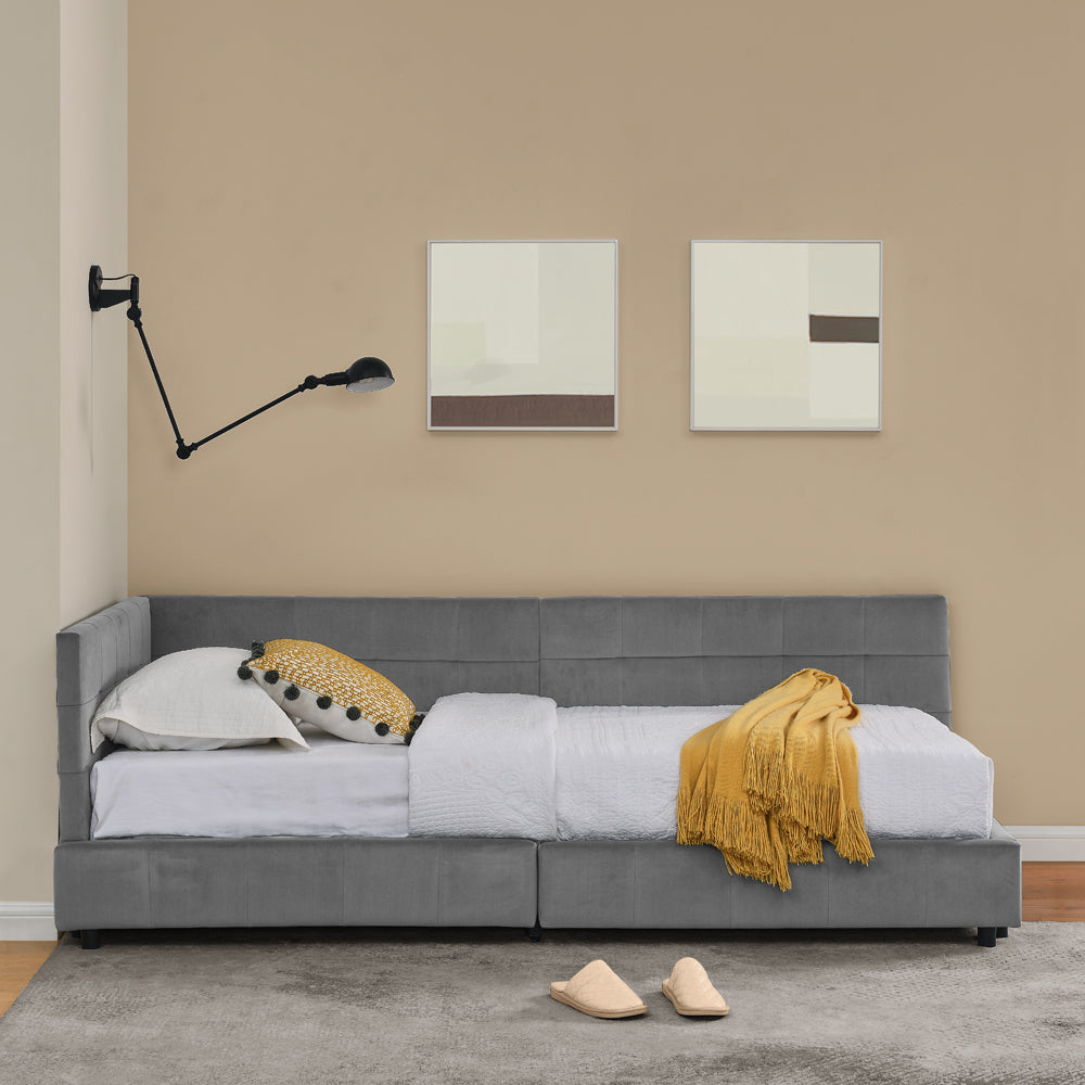 Modern Convertible Sofa Bed with High Backrest - Space-Saving L-Shaped Corner Design, Soft Light Beige-Friendly Velvet Fabric, Sturdy Teak & Iron Frame, Easy Assembly, Beige Sleeper Sofa for Small Spaces, Apartments, Guest Ro