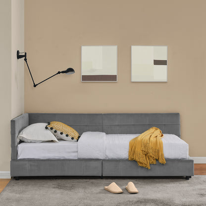 Modern Convertible Sofa Bed with High Backrest - Space-Saving L-Shaped Corner Design, Soft Light Beige-Friendly Velvet Fabric, Sturdy Teak & Iron Frame, Easy Assembly, Beige Sleeper Sofa for Small Spaces, Apartments, Guest Ro
