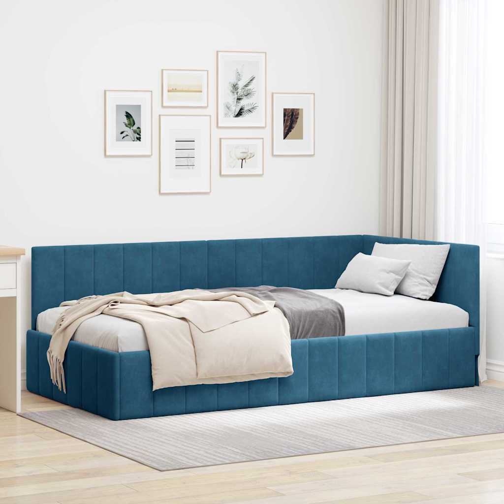 Bedframe – Bedombouw – Slaapbank – Slaapkader – Bedbasis – 90x190 cm – Fluwelen Hoofdeinde – Geperst Hout