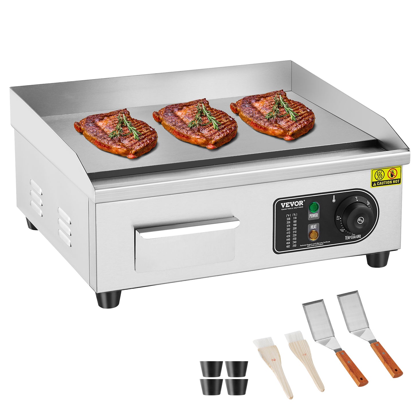 Bakplaat – Grillplaat – Tafelgrill – Gourmetplaat – Elektrische Plancha – 2800W Vermogen – Instelbare Temperatuur 50-300°C