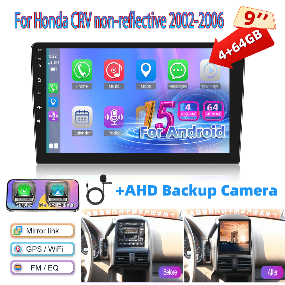 Android 15 Auto Multimedia – Car Stereo – Navigatiesysteem – Touchscreen Radio – Double Din Stereo – 9 Inch IPS Scherm – Draadloos CarPlay & Android Auto – Inclusief AHD Achteruitrijcamera & Stuurwielbediening