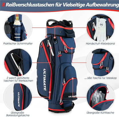 Golfbag – Golftas – Golfcarttas – Standbag – Golfreistas – Lichtgewicht Nylon – 14 Clubs Compartiment – Waterafstotende Regenhoes – 7 Zakken Met Ritssluiting
