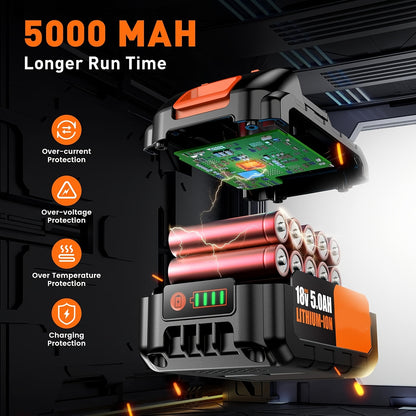 Accu Slagschroevendraaier – Accuboormachine – Slagschroefmachine – Draadloze Schroevendraaier – 1600 Nm Koppel – 5000 mAh Lithium-Ion Batteri
