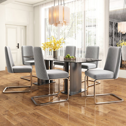 Fauteuil – Velvet Stoel – Lounge Stoel – Zithoek Meubel – Slaapkamerstoel – Diamantvormige Rugleuning – Luxe Stof – Zilverkleurig Metalen Frame