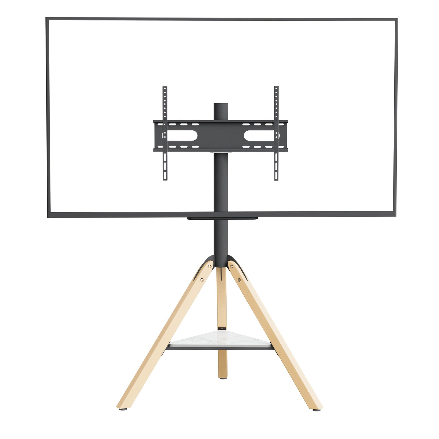 Zware Hoek-TV-Standaard – Voor 101–190 cm Schermen – Tripod Vloermontage met Hoogteverstelling, Draaibare Basis en Sintersteenplank