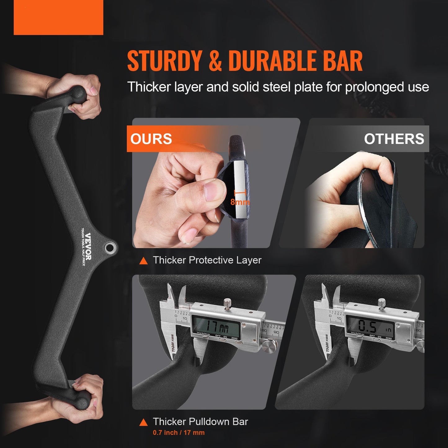 Pulldown Bar – Lat Bar – V-Bar – T-Bar – Kabelaccessoire – Zwart – Massief Stalen Stang – Antislip Ergonomische Grip