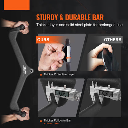 Pulldown Bar – Lat Bar – V-Bar – T-Bar – Kabelaccessoire – Zwart – Massief Stalen Stang – Antislip Ergonomische Grip