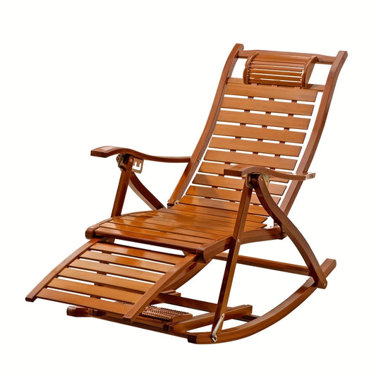 Rocking Chair, Outdoor Folding Lounge Chair, 5-Position Adjustable Garden Sun Chair, Leisure Chair, Suitable for Balcony, Terrace, And Lawn.