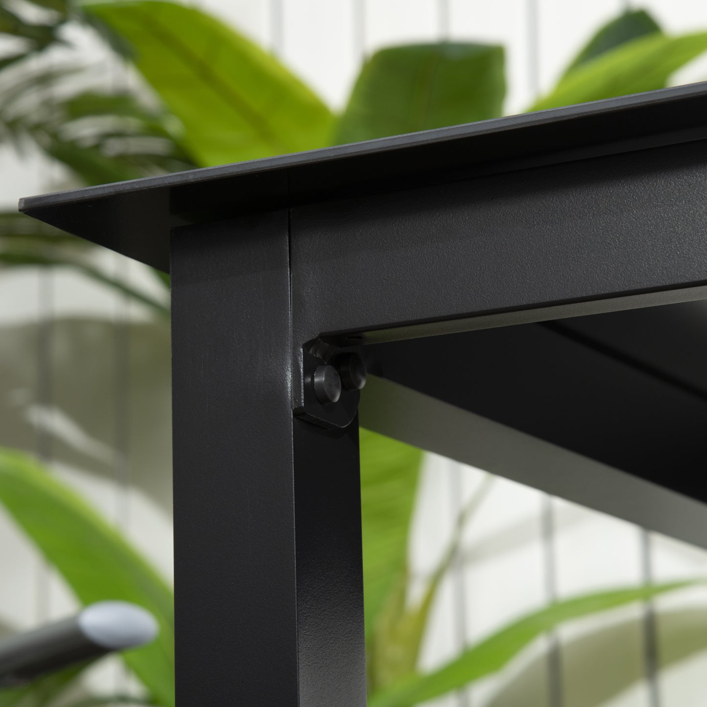 Vierkante Tuintafel – Tuinset – Balkontafel – Terrastafel – Eettafel – Aluminium Frame – Gehard Glas – 80x80x74 cm – Zwart