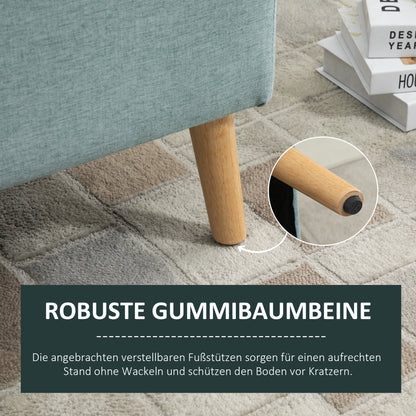 Opbergbank – Opbergbank – Bankje – Zitbank – Poef – Linnen-Look Kussen – Massief Houten Poten – 110x39x45 cm – Lichtgroen