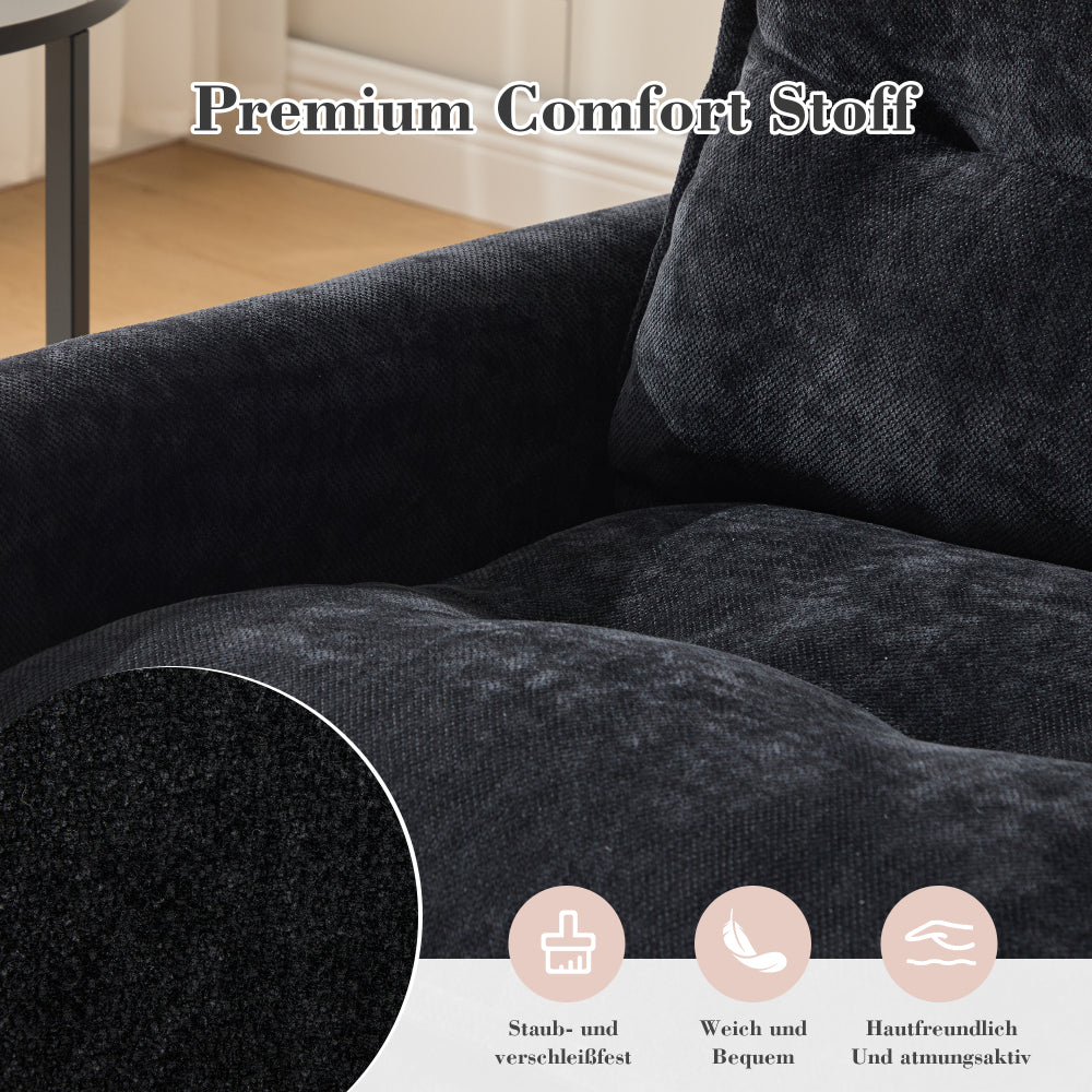 Loungestoel – Fauteuil – Relaxstoel – Draaistoel – Zitzak – 360° Draaibaar – Handmatig Verstelbare Rugleuning – Chenille Stof – Stevige Rugleuning