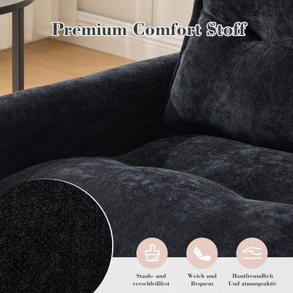 Loungestoel – Fauteuil – Relaxstoel – Draaistoel – Zitzak – 360° Draaibaar – Handmatig Verstelbare Rugleuning – Chenille Stof – Stevige Rugleuning