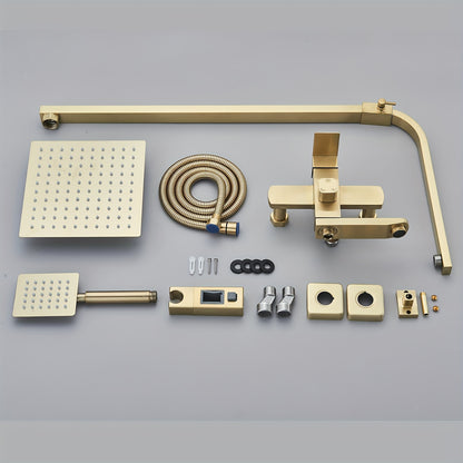 Brushed Golden Shower Set Rain Shower Shower Set Shower Panel Shower Panel Shower System With Handheld Shower Bathtub Taps