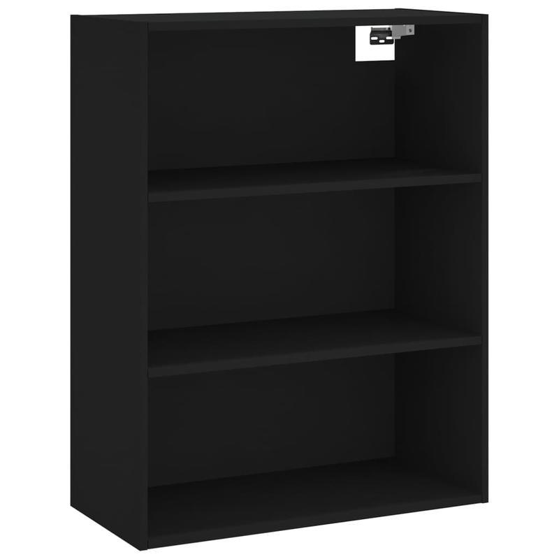 Hoge Kast – Opbergkast – Boekenkast – Nachtkastje – Staande Kast – Mat Zwart – Duurzaam Hout Kunststof – 69,5x34x180 cm