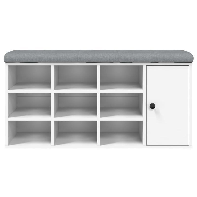 Schoenenbank – Schoenenkastje – Schoenopbergmeubel – Schoenrek – Houten Bench – Wit – Stevig MDF – Compact 102x32x50 cm