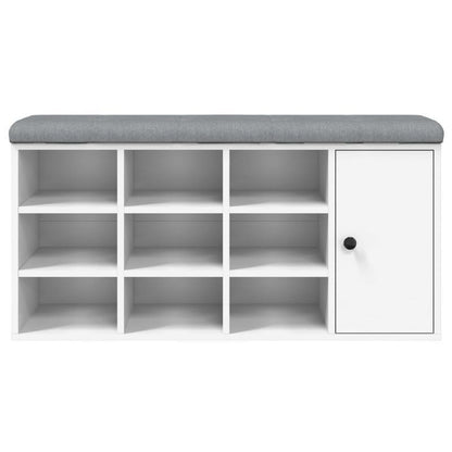 Schoenenbank – Schoenenkastje – Schoenopbergmeubel – Schoenrek – Houten Bench – Wit – Stevig MDF – Compact 102x32x50 cm