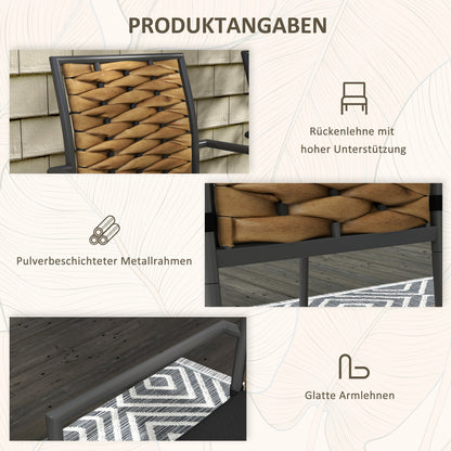 Tuinstoelen – Buitensstoelen – Balkonstoelen – Terrasstoelen – Loungestoelen – Weerbestendig PE-rattan – Staalframe 57x58x87 cm – Zwart