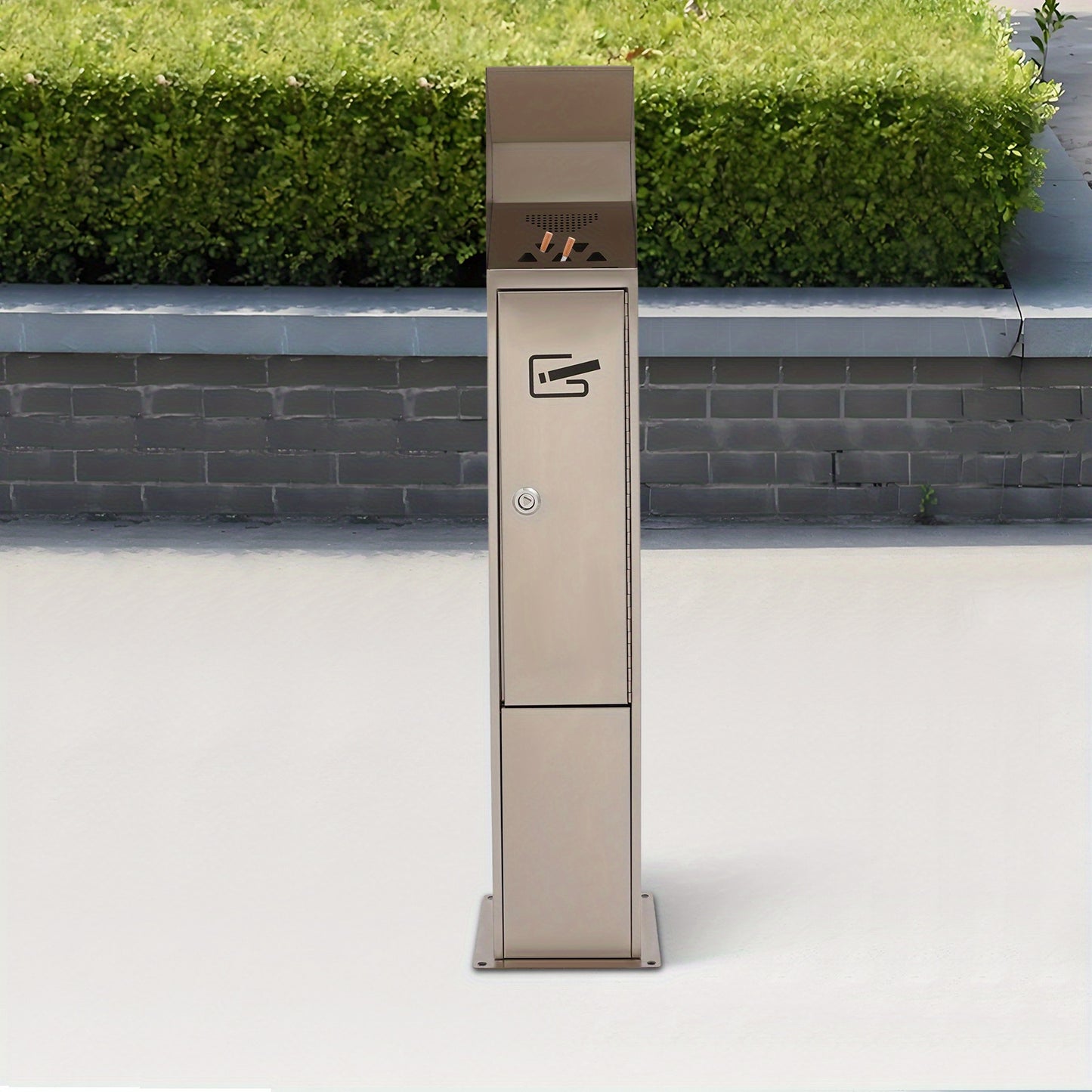 Outdoor/ Standing Cigarette Butt Disposal - Heavy-Duty Stainless Ashtray with Open-Top Design & Hygienic Ash Collector, Self-Standing Cigarette Bin for Public Spaces, Parks, Bars, Restaurants - Easy-Clean (No Required
