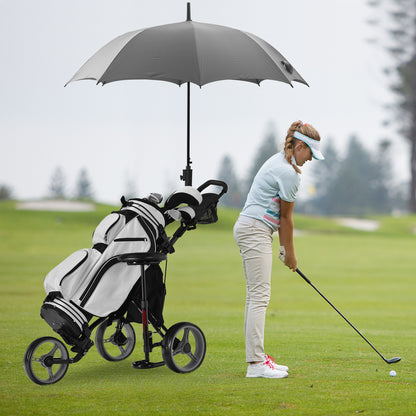 3-Wiel Golf Trolley – Golf Pushcart – Golfkar – Golfwagen – Golf Buggy – Verstelbare Zitting & Handgreep – Lichtgewicht PP Materiaal – Grijs