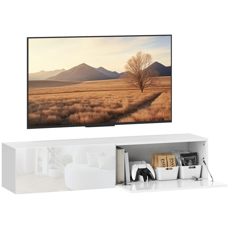 Zwevend Tv-Meubel – Wandkast – Media Meubel – Tv Kast – Opbergmeubel – Compact Ontwerp – Ruimtebesparend – Eenvoudige Montage – MDF Hout Metaal