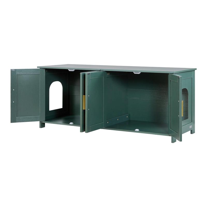 Krabpaalhuis – Krabpaal – Kattenhuis – Kattenspeelhuis – Kattenkast – Groot Modern Kattenhuis Met Rietdeuren – Verborgen Kattenbak En Ventilatiesysteem – Stevig Vezelplaat, Ruimtebesparend 120x45x50 cm