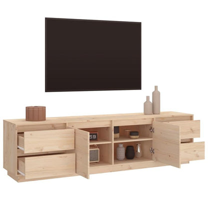 Mid-Century Modern Farmhouse-Style TV Stand for Living Room, Entertainment Center with Ample Storage, Solid Pine Wood, 176x37.5x47.5 cm, Perfect for Kitchen and Living Room