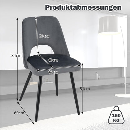 Eetkamerstoel – Stoel – Kuipstoel – Keukenstoel – Woonkamerstoel – Gestoffeerd – Metalen Onderstel – Zithoogte 51 cm – Max. Draagvermogen 150 kg